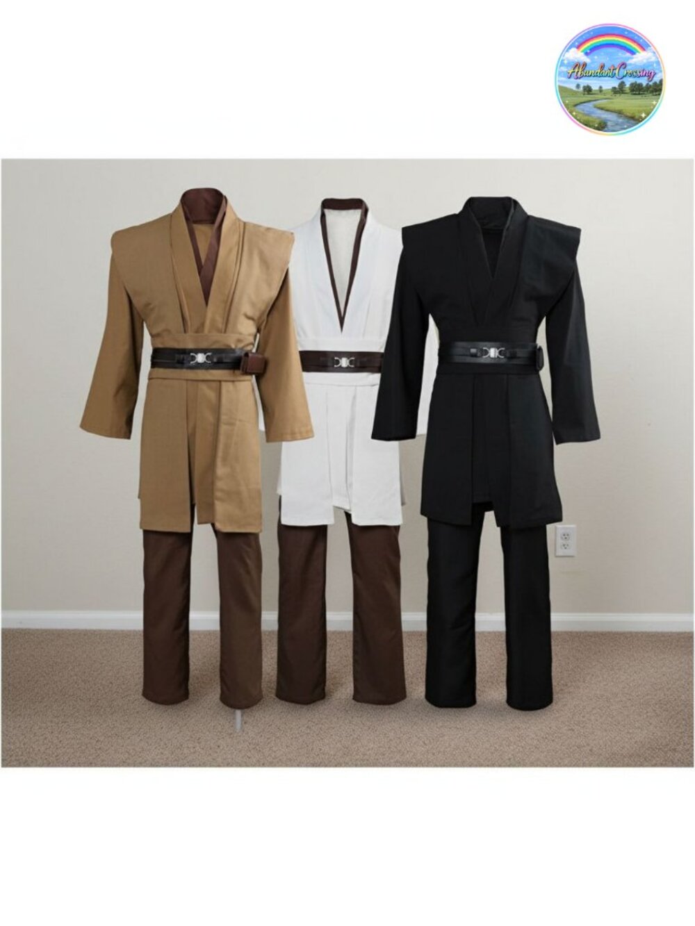 Mens Knight Tunic Hooded Robe Full Set Cosplay Halloween Costume